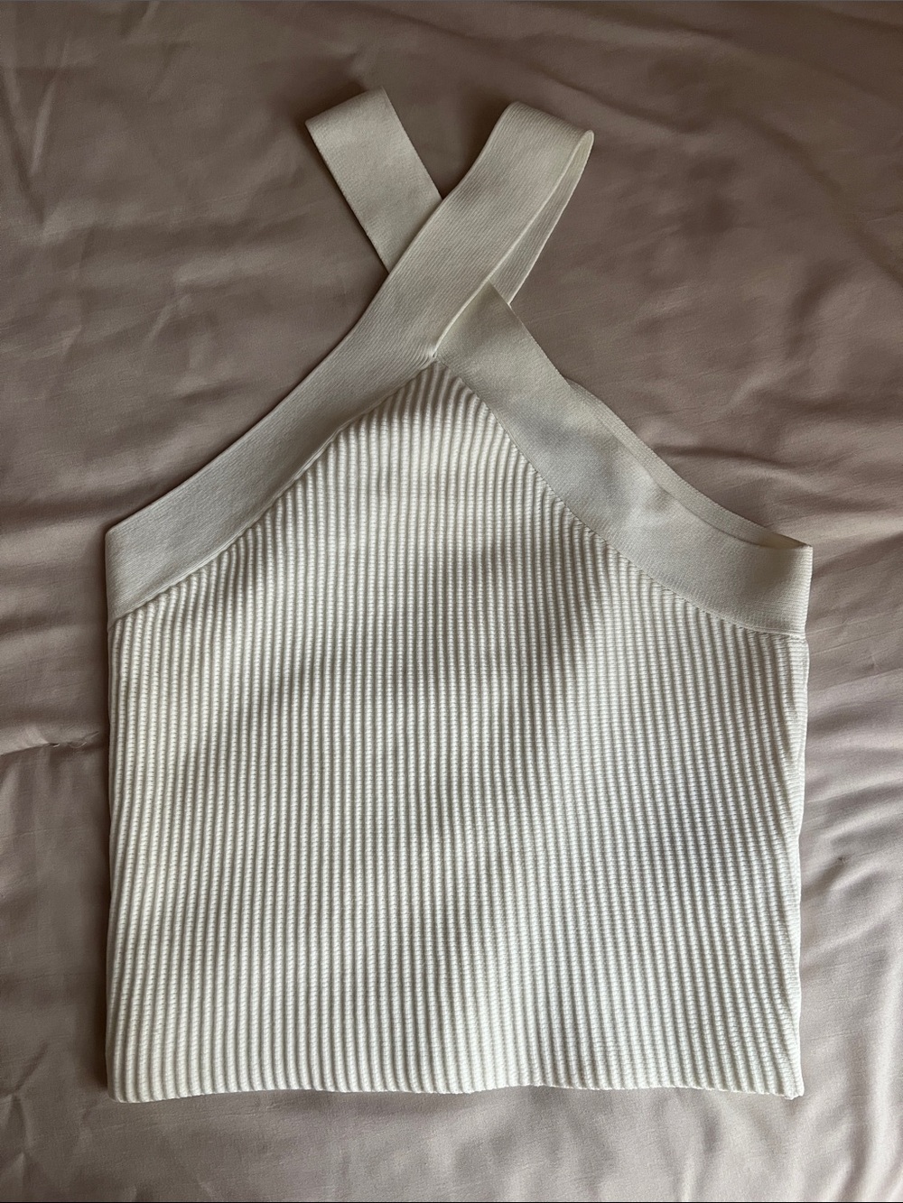 Forever 21 White Ribbed Crossback Tank Top